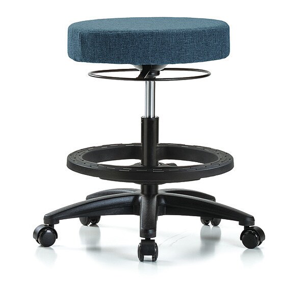 Blue Ridge Ergonomics Bench Stool, Med, Fabric, BF, Casters, Blu - BR-FMBSO-RG-BF-RC-F43