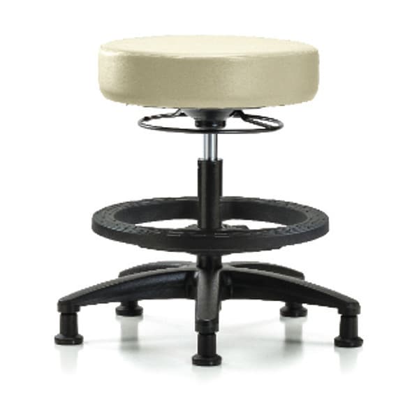 Blue Ridge Ergonomics Bench Stool, Med, Vinyl, BF, Glides, Wht - BR-VMBSO-RG-BF-RG-8501