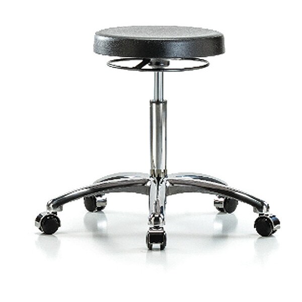 Blue Ridge Ergonomics Bench Stool, Med, Chrome, Poly, Casters - BR-PMBSO-CR-NF-CC
