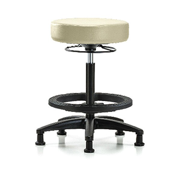 Blue Ridge Ergonomics Bench Stool, Hi, Vinyl, BF, Glides, Wht - BR-VHBSO-RG-BF-RG-8501