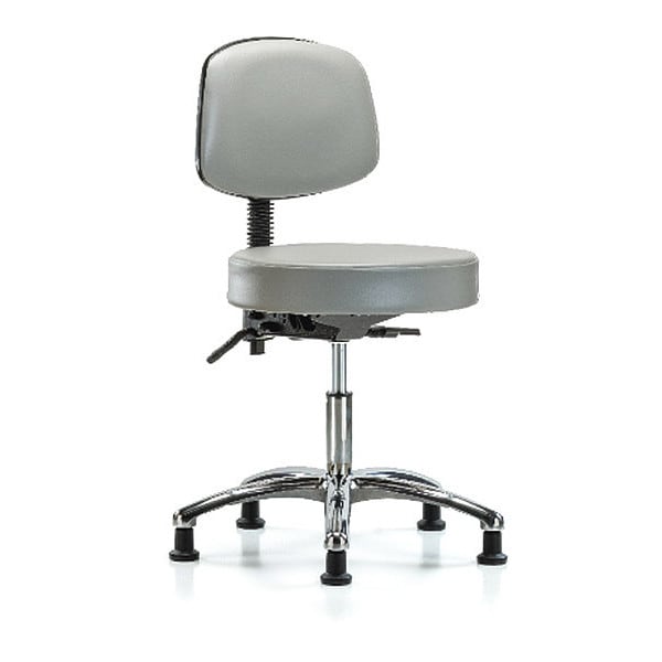 Blue Ridge Ergonomics Desk Stool, Vinyl, Bk, Chrome, Glides, Dov - BR-VDHST-CR-T0-RG-8567