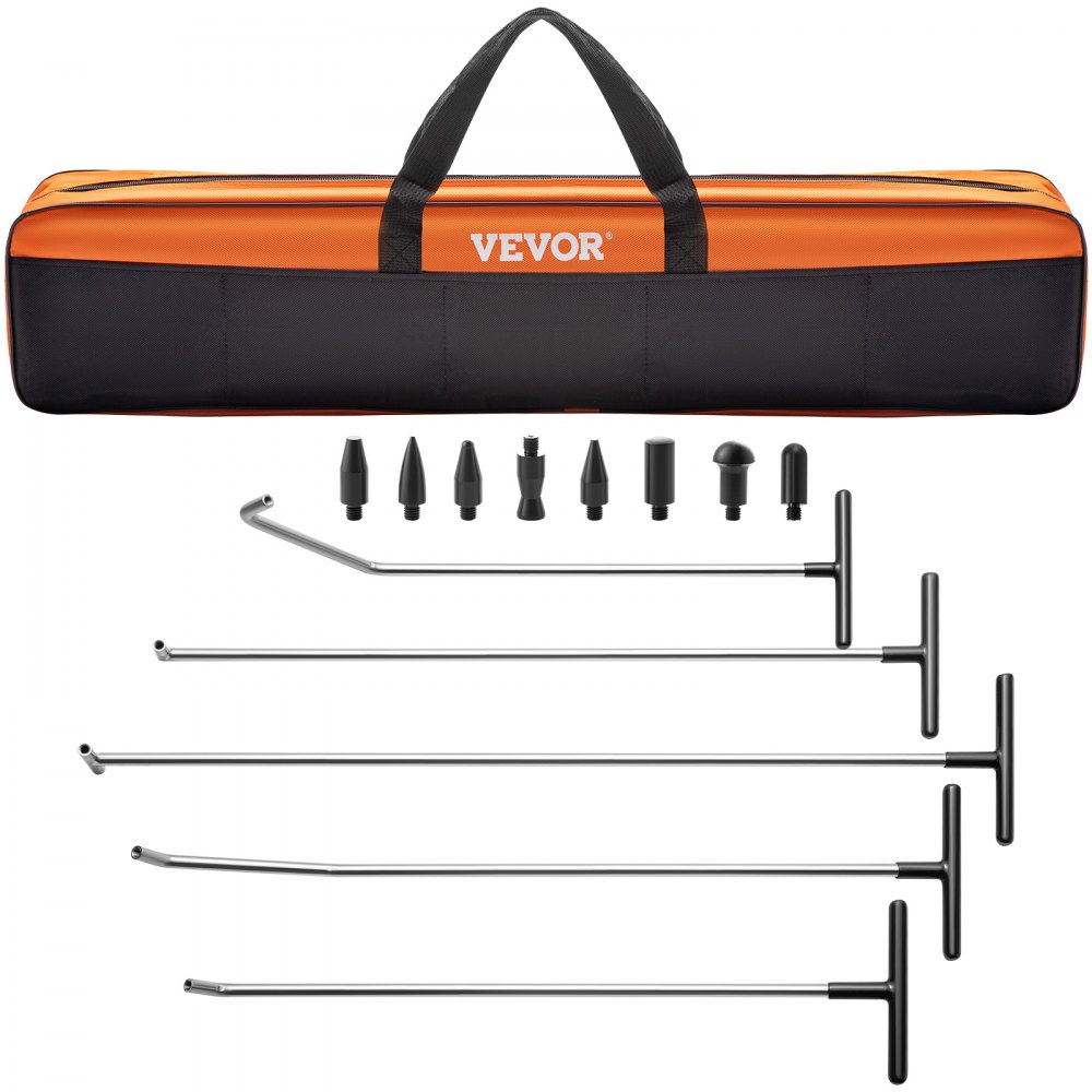 VEVOR Rods Dent Removal Kit, 13 Pcs Paintless Dent Repair Tool, 5 Pcs Stainless Steel Dent Rods, 8 Pcs Tapper Heads, Professional Hail Dent Removal Tool for Minor Dents, Door Dings and Hail Damage - QCAHXFQTJQG138SKBV0