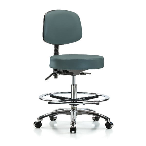 Blue Ridge Ergonomics Bench Stool, Med, Vin, Bk, Chrm, Cast, Blu - BR-VMBST-CR-T0-CF-CC-8546