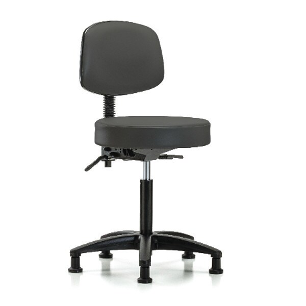 Blue Ridge Ergonomics Bench Stool, Med, Vin, Bk, Tilt, Glides, Gry - BR-VMBST-RG-T1-NF-RG-8605