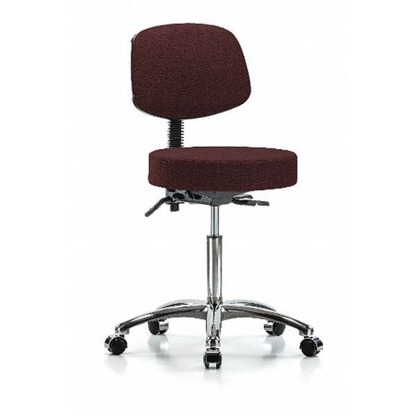Blue Ridge Ergonomics Bench Stool, Med, Fabric, Bk Chrom, Cast, Bur - BR-FMBST-CR-T0-NF-CC-F41