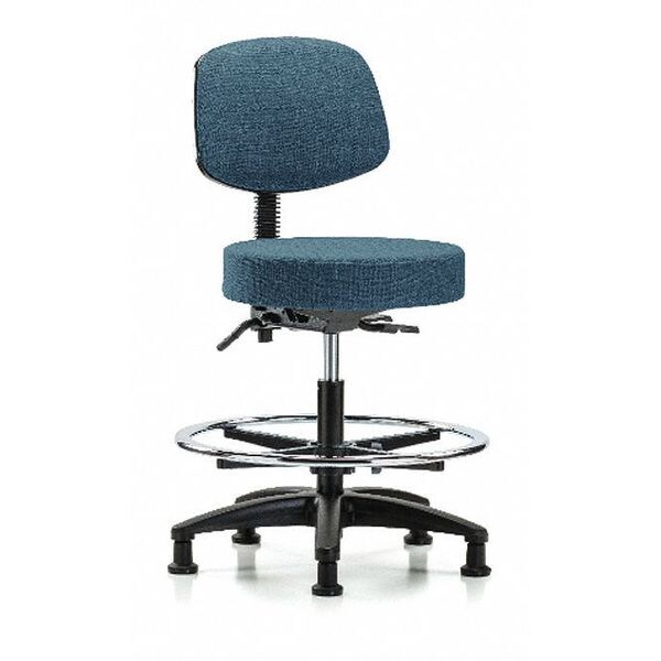 Blue Ridge Ergonomics Bench Stool, Med, Fab, Bk, CF, Glides, Blu - BR-FMBST-RG-T0-CF-RG-F43