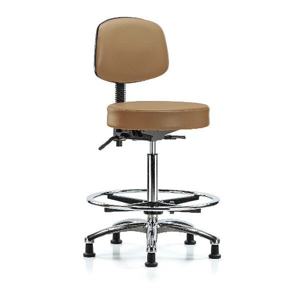 Blue Ridge Ergonomics Ben Stool, Hi, Vin, Bk, Chrome, CF, Gld, Taupe - BR-VHBST-CR-T0-CF-RG-8584