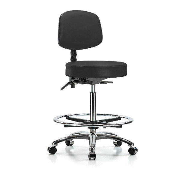 Blue Ridge Ergonomics Bench Stool, Hi, Vin, Bk, Chrome, CF, Cast, BLK - BR-VHBST-CR-T0-CF-CC-8540