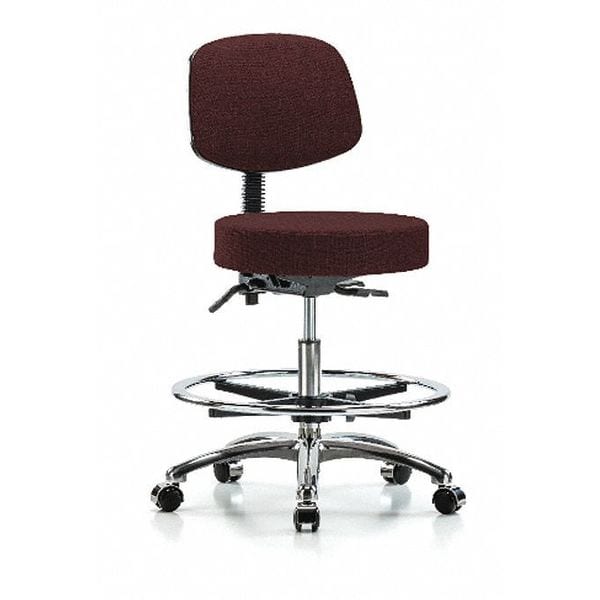 Blue Ridge Ergonomics Bench Stool, Med, Fab, Bk Chrm, CF, CastBur - BR-FMBST-CR-T0-CF-CC-F41