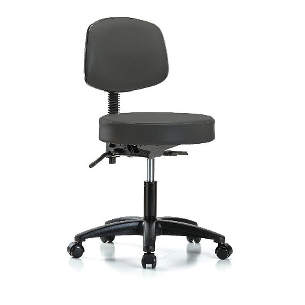 Blue Ridge Ergonomics Desk Stool, Vinyl, Bk, Casters, Gry - BR-VDHST-RG-T0-RC-8605