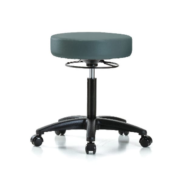 Zoro Select Bench Stool, Med, Vinyl, Casters, Blu - BR-VMBSO-RG-NF-RC-8546