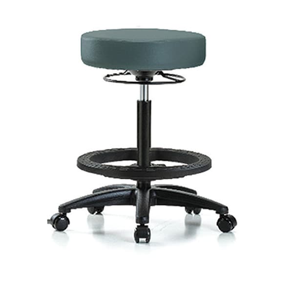 Zoro Select Bench Stool, Hi, Vinyl, BF, Casters, Blu - BR-VHBSO-RG-BF-RC-8546