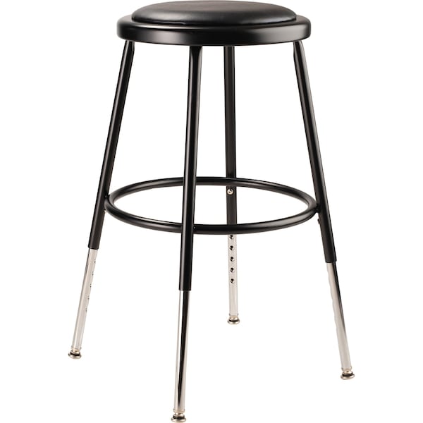 National Public Seating Adjustable Stool, Steel, Vinyl, Black, Number of Casters: 4 - 6418H-10