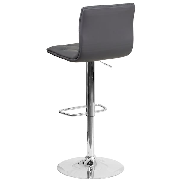 Flash Furniture Button Tufted Gray Vinyl Adjustable Height Barstool, Chrome Base, PK2 - 2-CH-112080-GY-GG