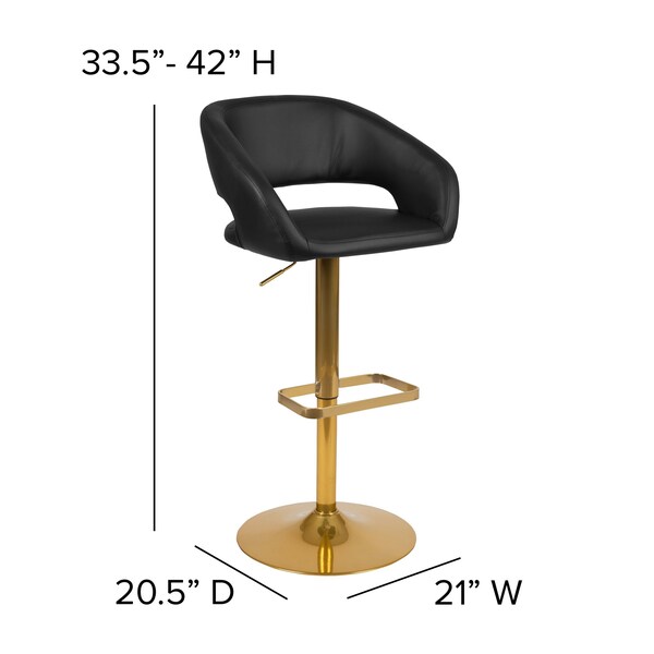 Flash Furniture Black Vinyl Adjustable Height Barstool - CH-122070-BK-G-GG
