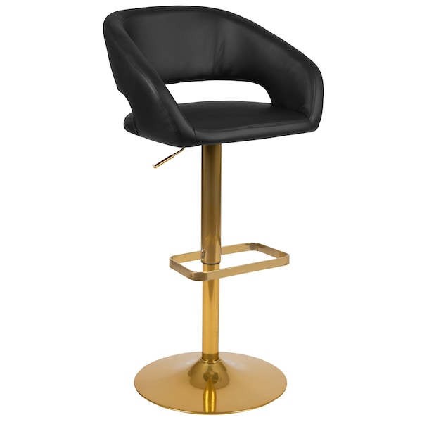 Flash Furniture Black Vinyl Adjustable Height Barstool - CH-122070-BK-G-GG