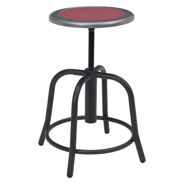 National Public Seating Height Adjustable Swivel Stool, 18"-24", Burgundy Seat/Black Frame - 6818-10