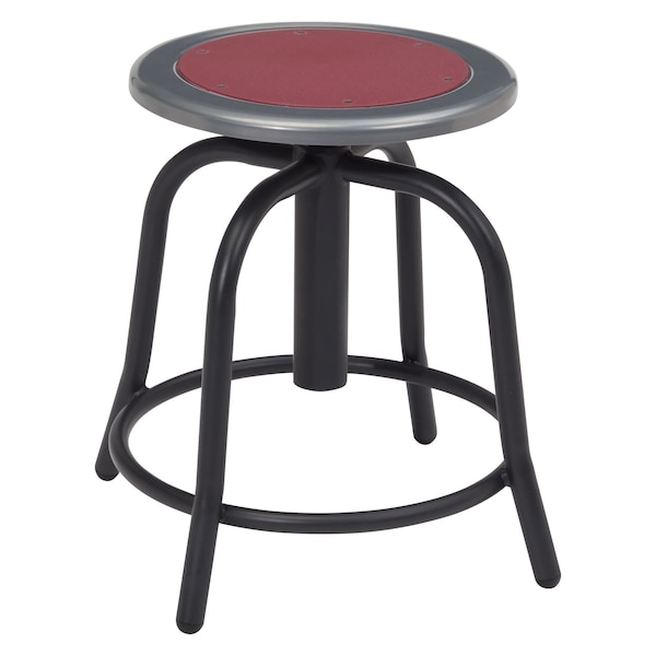National Public Seating Height Adjustable Swivel Stool, 18"-24", Burgundy Seat/Black Frame - 6818-10