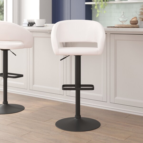 Flash Furniture White Vinyl Adjustable Height Barstool - CH-122070-WHBK-GG