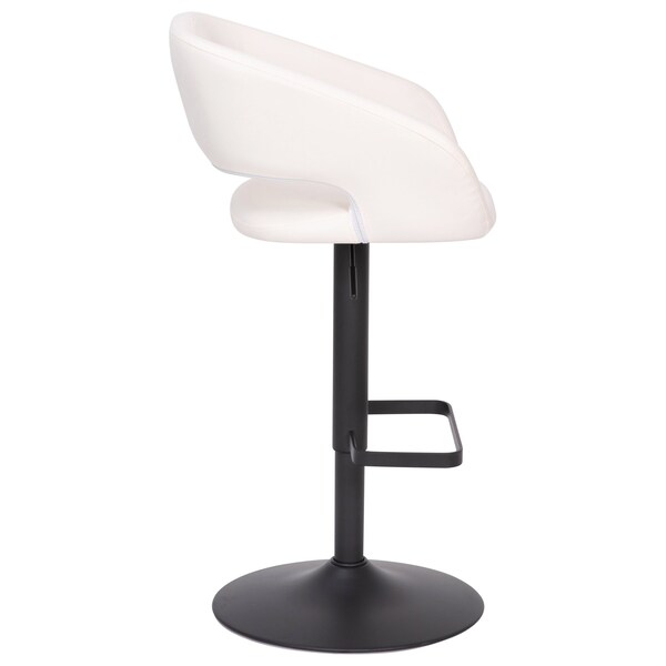 Flash Furniture White Vinyl Adjustable Height Barstool - CH-122070-WHBK-GG