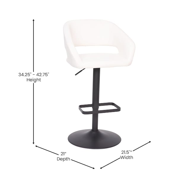 Flash Furniture White Vinyl Adjustable Height Barstool - CH-122070-WHBK-GG