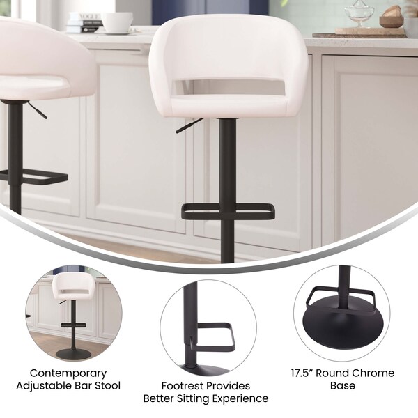Flash Furniture White Vinyl Adjustable Height Barstool - CH-122070-WHBK-GG