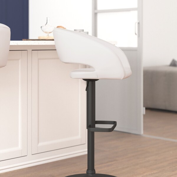 Flash Furniture White Vinyl Adjustable Height Barstool - CH-122070-WHBK-GG