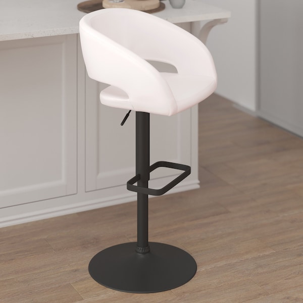 Flash Furniture White Vinyl Adjustable Height Barstool - CH-122070-WHBK-GG