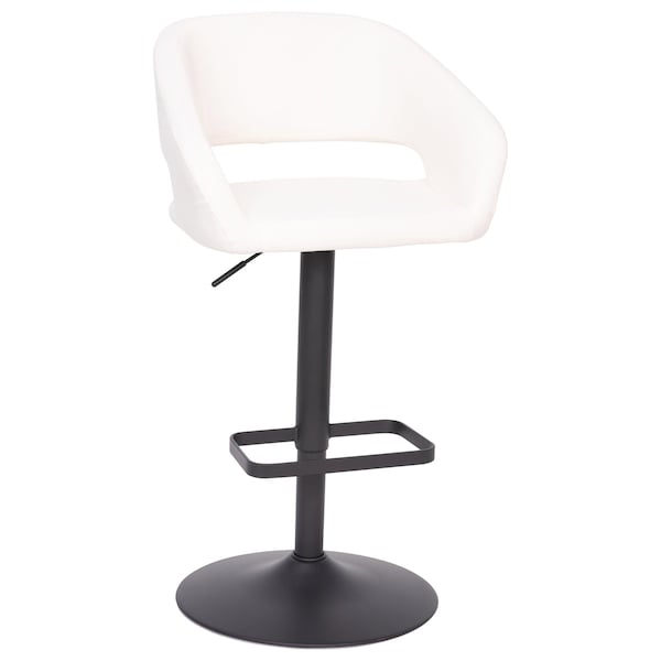 Flash Furniture White Vinyl Adjustable Height Barstool - CH-122070-WHBK-GG