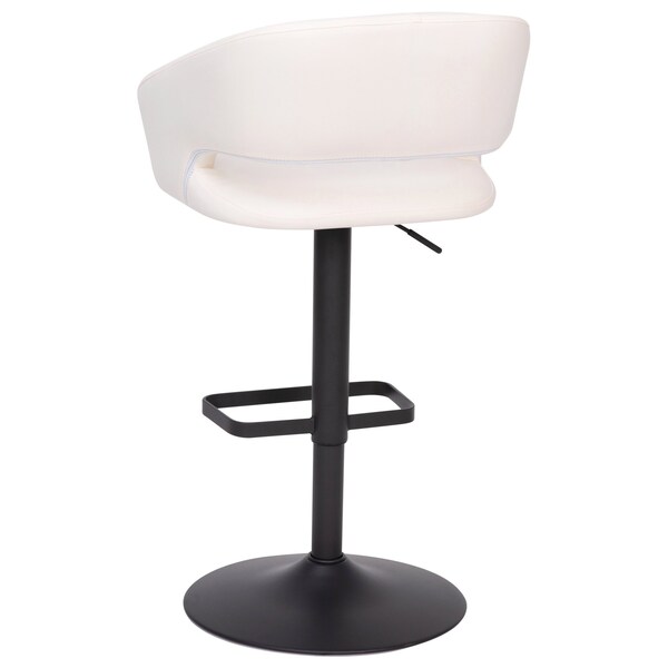 Flash Furniture White Vinyl Adjustable Height Barstool - CH-122070-WHBK-GG