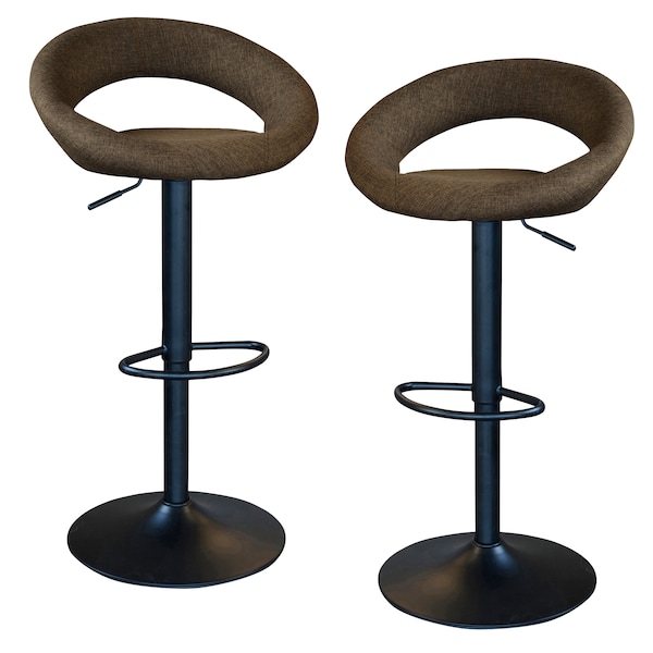 Amerihome Classic Relaxed Latte Brown Fabric Bar Stool Set, PK2 - BSLTFSET
