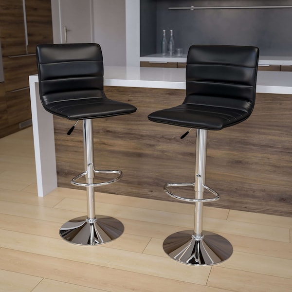 Flash Furniture Black Vinyl Barstool, PK2 - 2-CH-92023-1-BK-GG