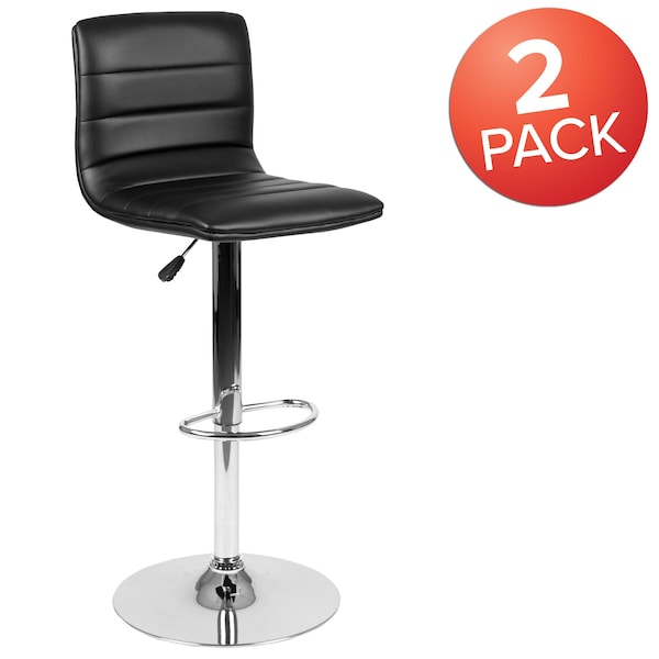 Flash Furniture Black Vinyl Barstool, PK2 - 2-CH-92023-1-BK-GG