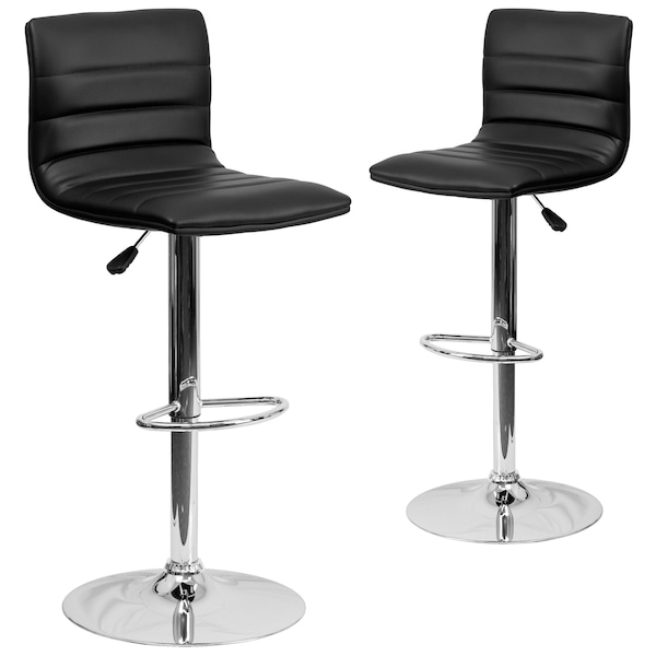 Flash Furniture Black Vinyl Barstool, PK2 - 2-CH-92023-1-BK-GG