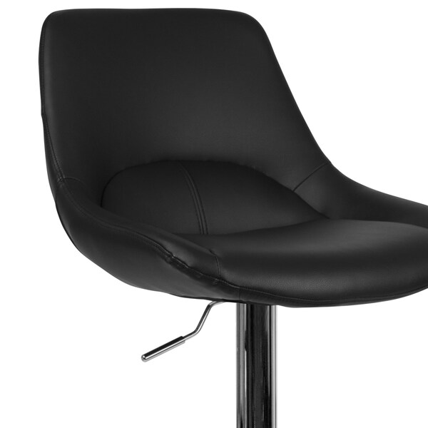 Flash Furniture Contemporary Black Vinyl Adjustable Height Barstool with Chrome Base - CH-182050X000-BK-V-GG