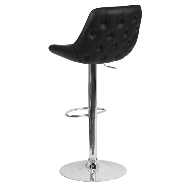 Flash Furniture Contemporary Black Vinyl Adjustable Height Barstool with Chrome Base - CH-182050X000-BK-V-GG
