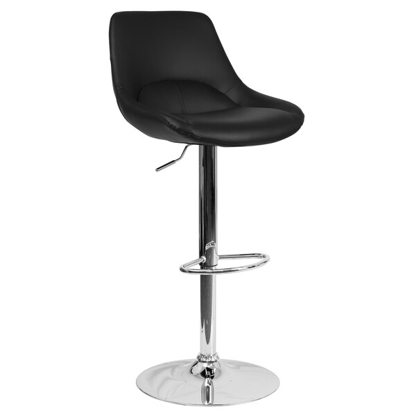 Flash Furniture Contemporary Black Vinyl Adjustable Height Barstool with Chrome Base - CH-182050X000-BK-V-GG