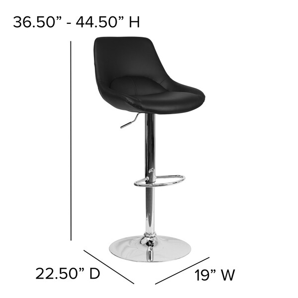 Flash Furniture Contemporary Black Vinyl Adjustable Height Barstool with Chrome Base - CH-182050X000-BK-V-GG