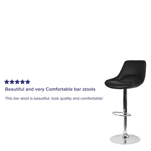 Flash Furniture Contemporary Black Vinyl Adjustable Height Barstool with Chrome Base - CH-182050X000-BK-V-GG