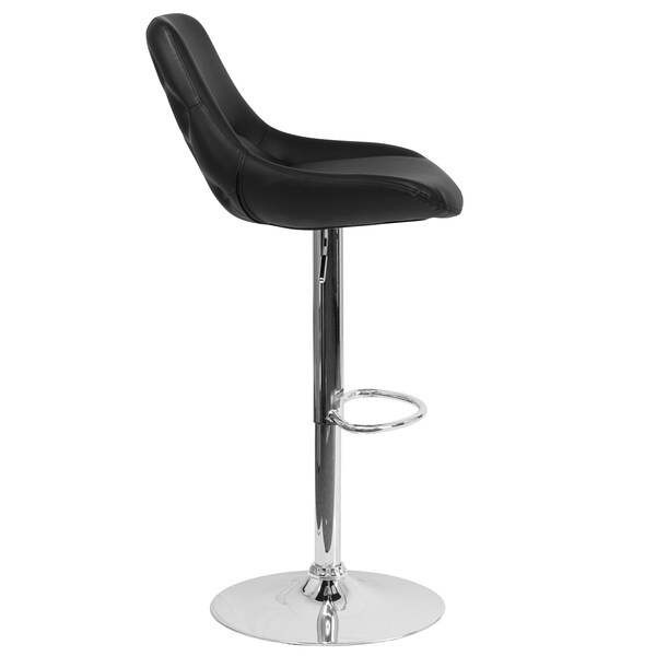 Flash Furniture Contemporary Black Vinyl Adjustable Height Barstool with Chrome Base - CH-182050X000-BK-V-GG