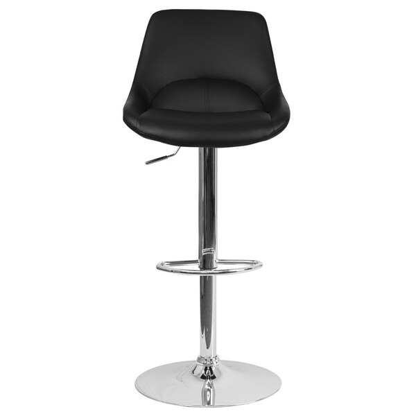 Flash Furniture Contemporary Black Vinyl Adjustable Height Barstool with Chrome Base - CH-182050X000-BK-V-GG
