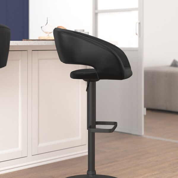 Flash Furniture Black Vinyl Adjustable Height Barstool - CH-122070-BKBK-GG