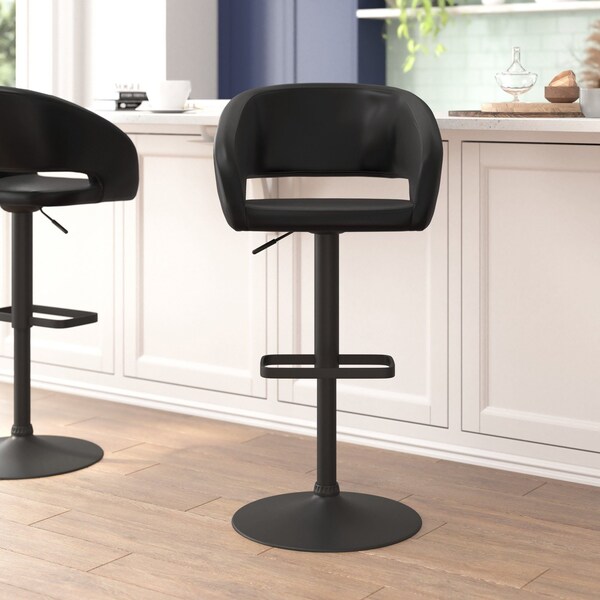 Flash Furniture Black Vinyl Adjustable Height Barstool - CH-122070-BKBK-GG