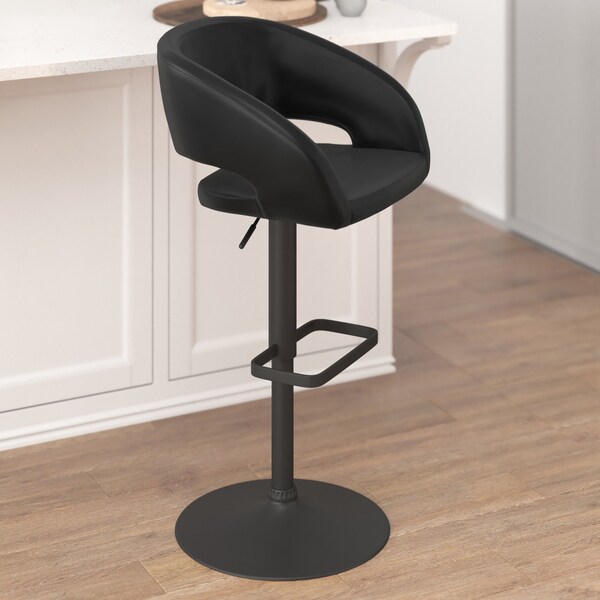 Flash Furniture Black Vinyl Adjustable Height Barstool - CH-122070-BKBK-GG
