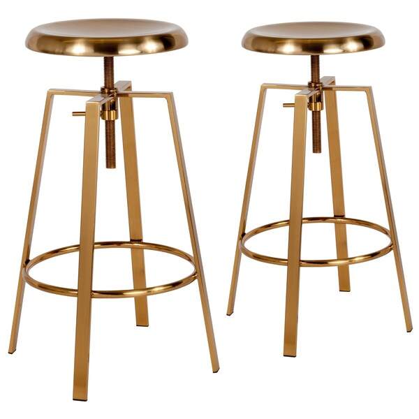 Flash Furniture Gold Adjustable Barstool, PK2 - 2-CH-181070-26S-GLD-GG