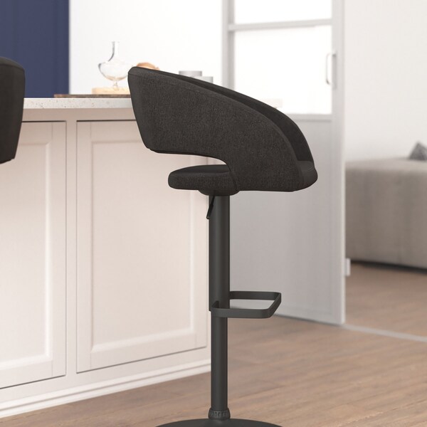 Flash Furniture Charcoal Fabric Adjustable Height Barstool - CH-122070-CHFABBK-GG