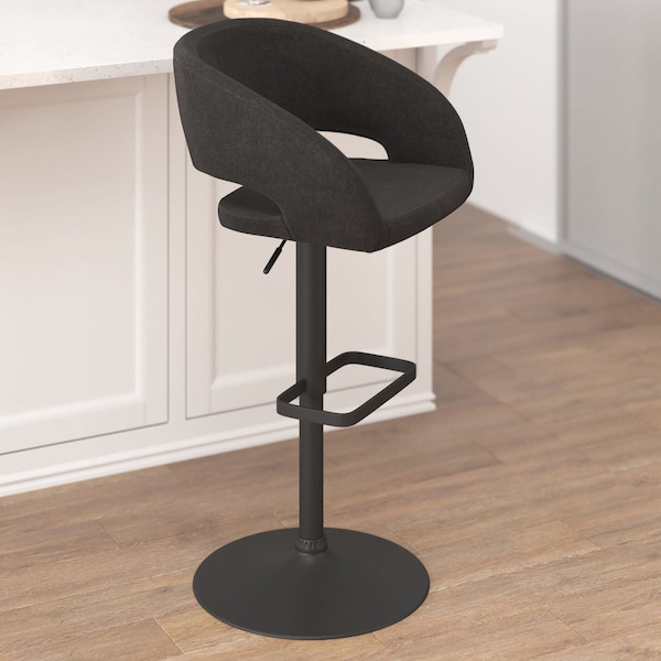 Flash Furniture Charcoal Fabric Adjustable Height Barstool - CH-122070-CHFABBK-GG