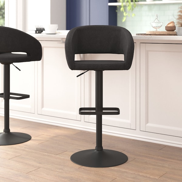Flash Furniture Charcoal Fabric Adjustable Height Barstool - CH-122070-CHFABBK-GG