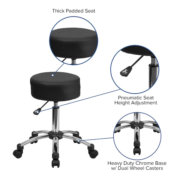 Flash Furniture Black Leather Medical Stool - BT-191-1-GG