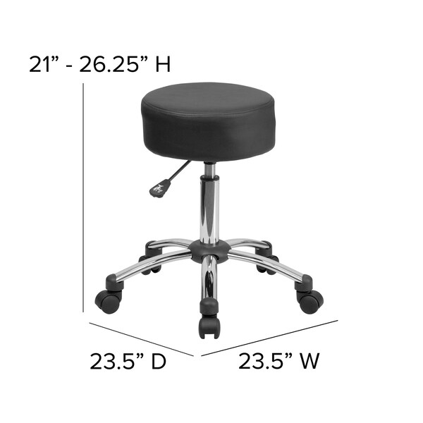 Flash Furniture Black Leather Medical Stool - BT-191-1-GG